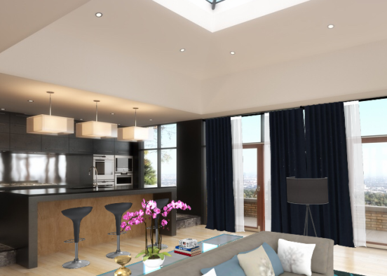Open concept livingroom Design Rendering