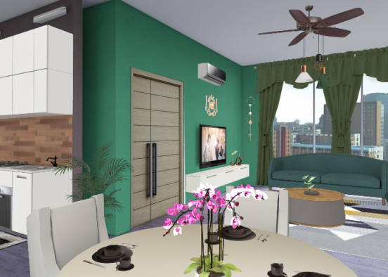 Small Apartment livingroom Design Rendering