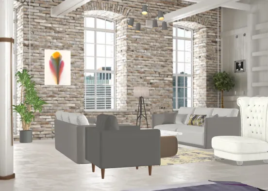 Grey Living Room - Cosy Design Rendering