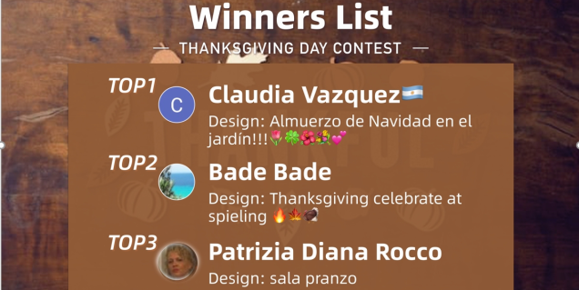 Thanksgiving Day Contest Winners🥇🥈🥉