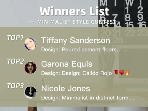 Minimalist Style Contest Winners🥇🥈🥉