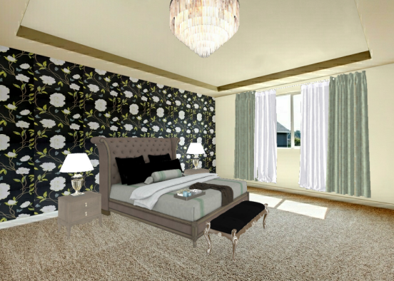 Оливковая спальня.  Design Rendering