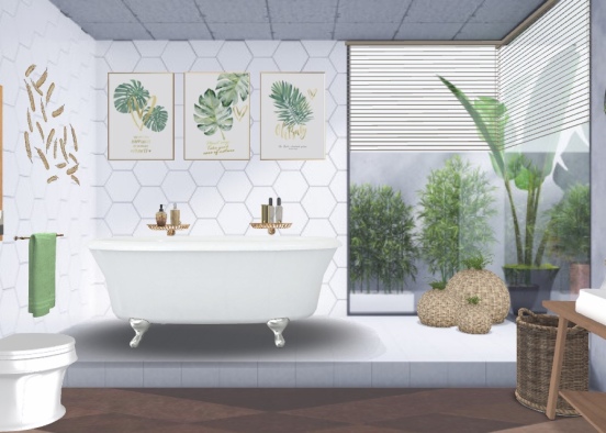 Wood and Green Bathroom 🛁 Design Rendering
