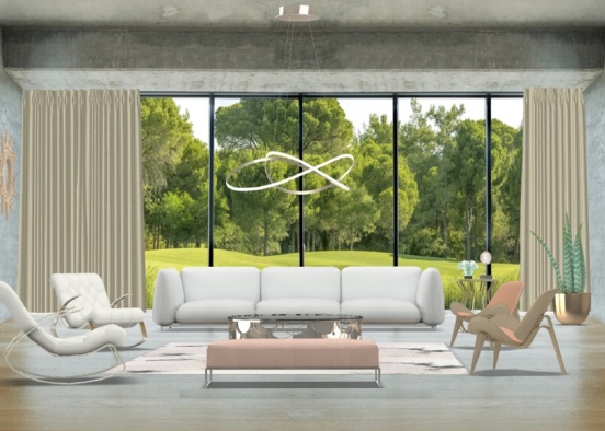 pink-gold living room! Design Rendering