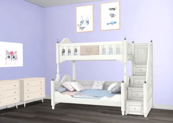 cute kids bedroom with bunkbeds!  Design Rendering