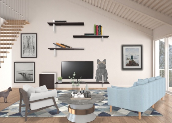 Simple Living Room Design Rendering