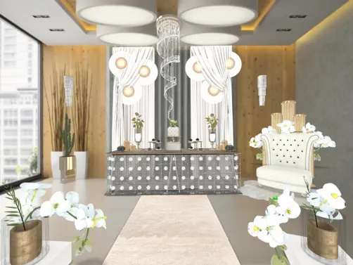 beautiful gold , white and silver room.