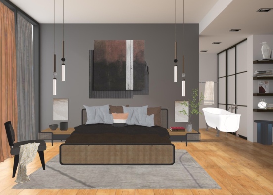 Italian minimalisme Bedroom  Design Rendering
