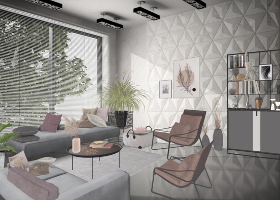 cool color living room  Design Rendering