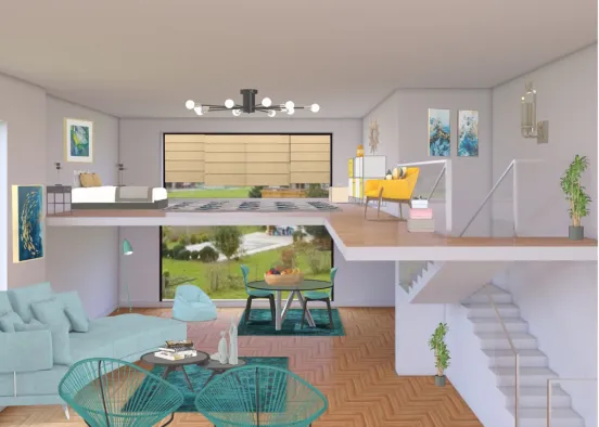 Azul resplandeciente living room 😉☘️☘️ Design Rendering