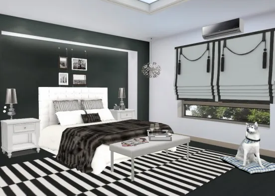 Monochrome bedroom Design Rendering