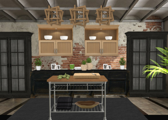 A Rustic Modern  Kitchen  Design Rendering