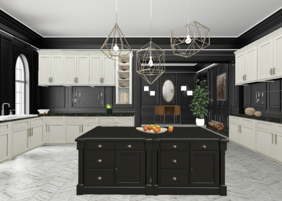 Black Modern Kitchen 19'  Design Rendering