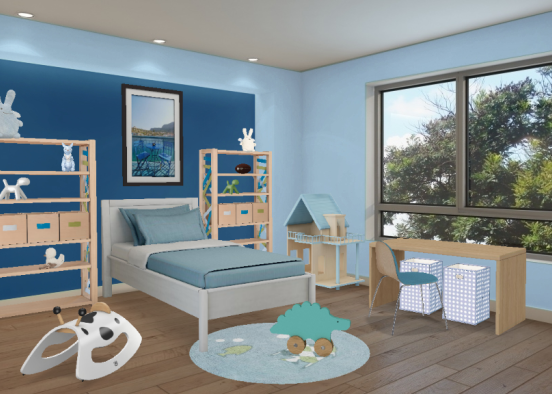 Blue kid's room Design Rendering