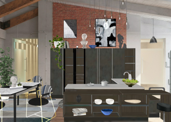 Modern industrial kitchen  Design Rendering