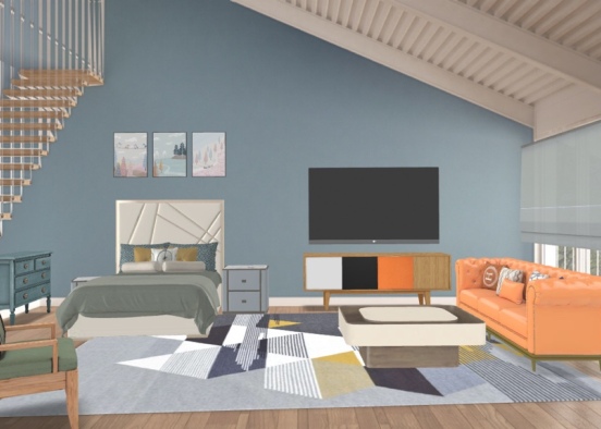 Garage Turned to a Bachelors living room Design Rendering