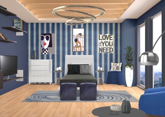 la stanza immersa nel blu 🔵🔵 Design Rendering