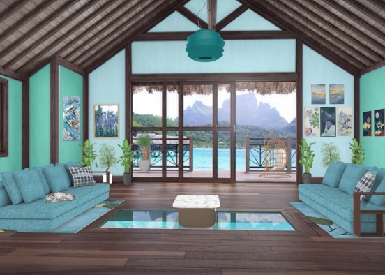Tropical Blue Room Design Rendering