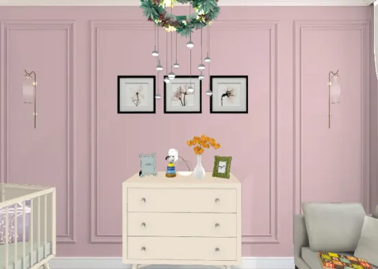 Pink baby room Design Rendering