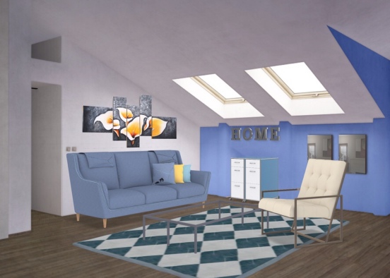 Blue Sky Living Room Design Rendering