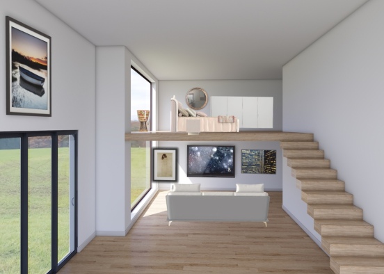 bedroom and living room  Design Rendering