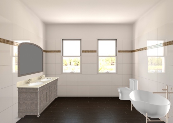 Brown and white bathroom  Design Rendering