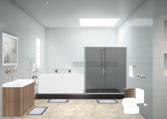 white-grey bathroom Design Rendering
