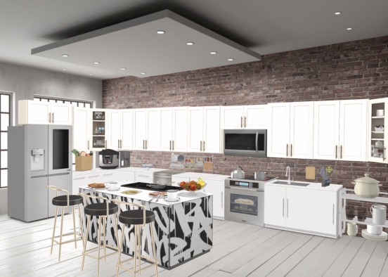 modern kitchen with a fully stocked breakfast bar and china stand  Design Rendering