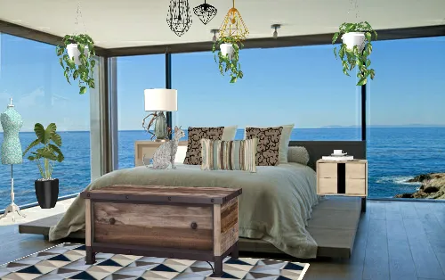 Bedroom over the sea Design Rendering