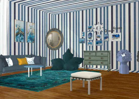 Blue Living room Design Rendering