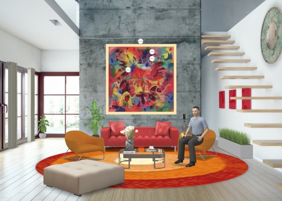 colorful living room  Design Rendering