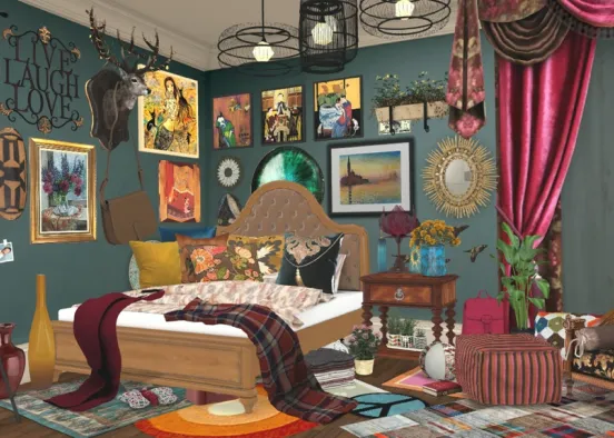 A Beautiful Hippie Bedroom  Design Rendering