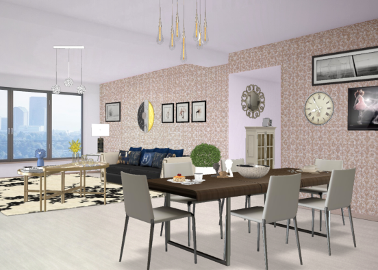 Living and dining rooms  Design Rendering