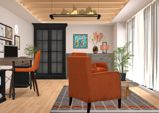 Office in orange Design Rendering