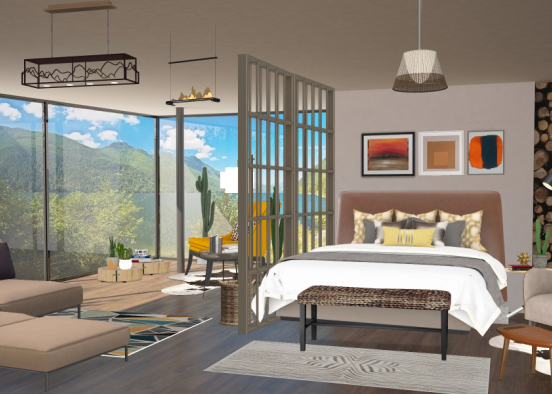 Desert style livingroom Design Rendering