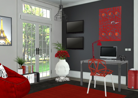 Red Out Office  Design Rendering