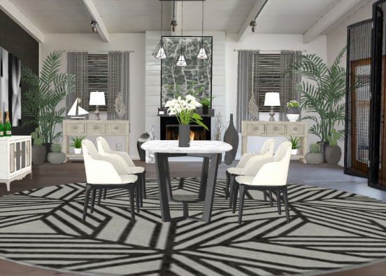 Gray Shadows Dining Room  Design Rendering