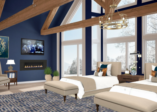 Houston Mountain Cabin Bedroom  Design Rendering