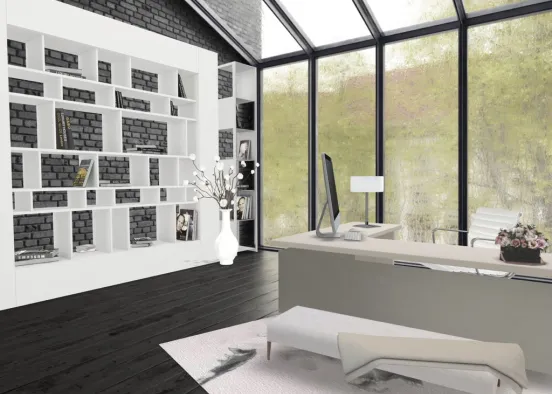 Modern and white office  Design Rendering
