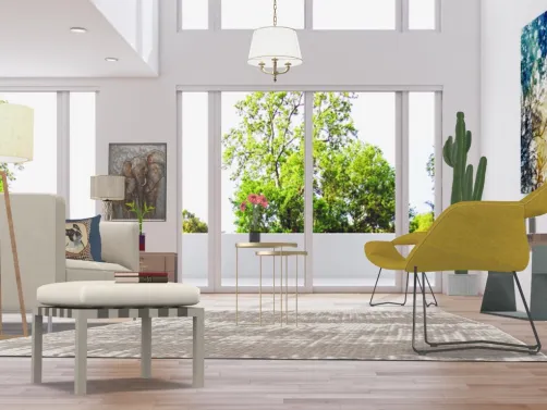 Salón con mucha luz .Estilo contemporáneo.