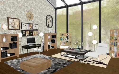 Brown white black office