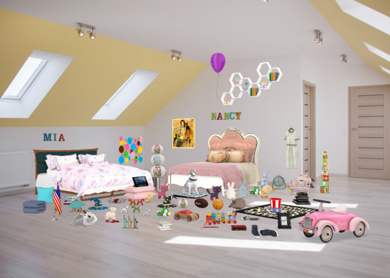 Mia and Nancys room Design Rendering