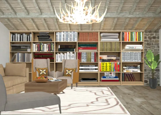 Library cum family lounge Design Rendering