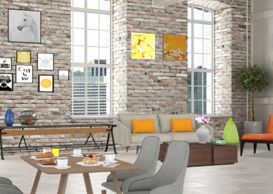 Living room/Dining Design Rendering