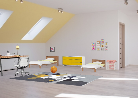 Sunny room for brotherhood in different age. Design Rendering