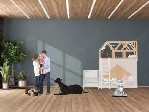 cute dog and kid room 