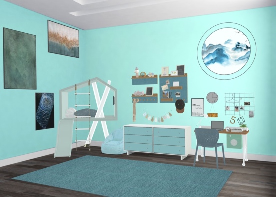 All Blue Room For A Child 🧒  Design Rendering