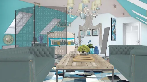 Blue Guest Room In The Attic