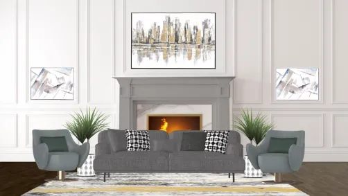 Symmetrical Grey Living Room