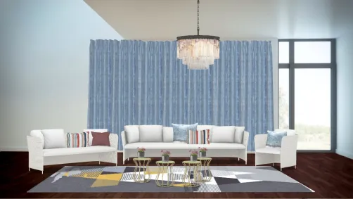 Red Blue and Gold Living Room